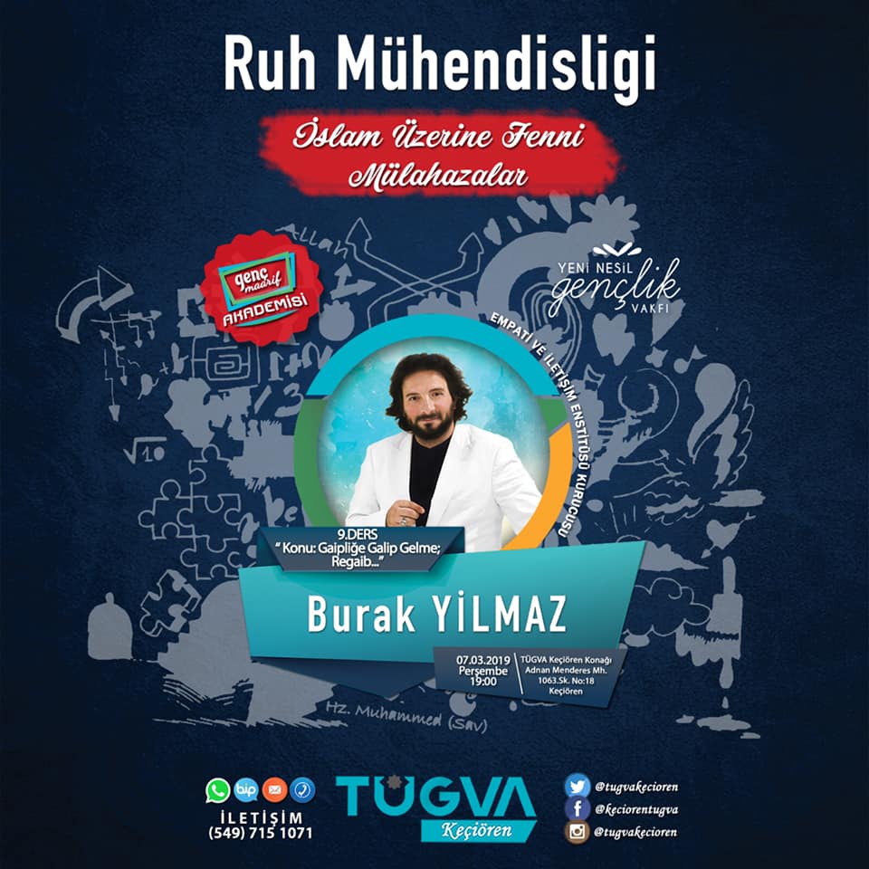 TÜGVA RUH MÜHENDİSLİĞİ EĞİTİMİNİN 9. DERSİ YAPILACAK